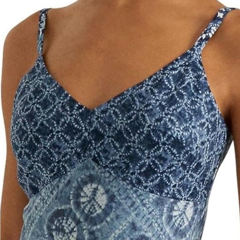 NWT Lauren Ralph Lauren Blue Patchwork-Print Linen Sleeveless Dress Size 14